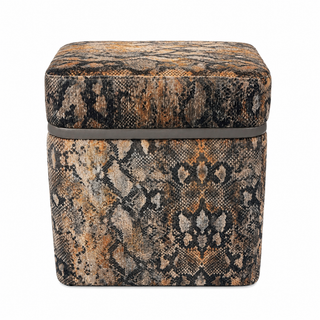 Custom Print Ottoman With Leather Lining