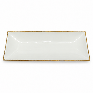Enamel and Mangowood Rectangular Tray