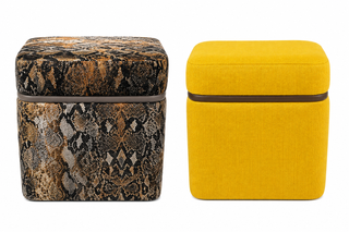 Custom Print Ottoman With Leather Lining