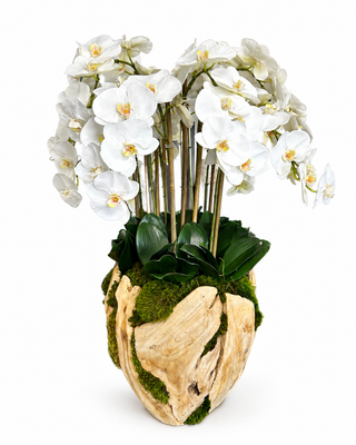 White Orchid Wood Bowl, Large