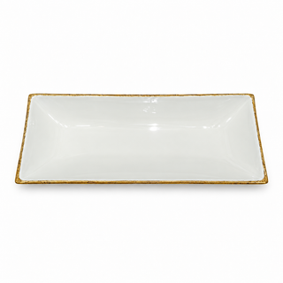 Enamel and Mangowood Rectangular Tray