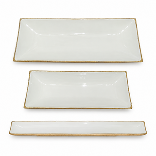 Enamel and Mangowood Rectangular Tray