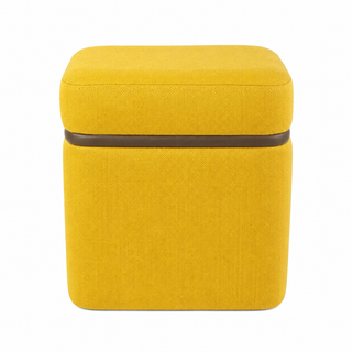Custom Print Ottoman With Leather Lining