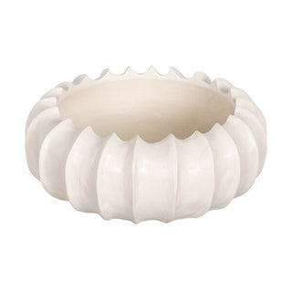 Scalloped Carved Wooden Bowl