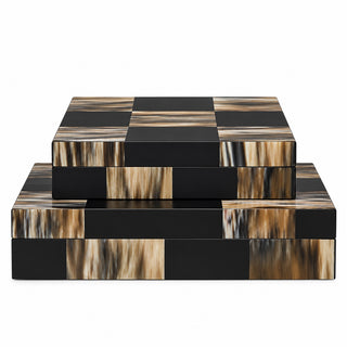 Etched Patterned Boxes, Black/brown
