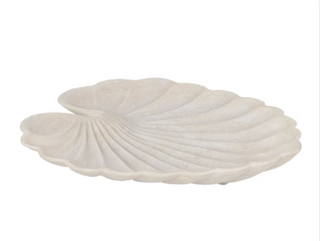Lily Carved White Marble Tray
