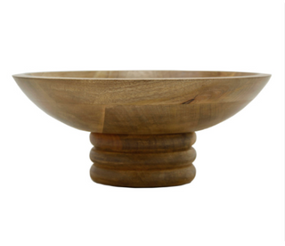 Ribbed Base Round Wood Bowl
