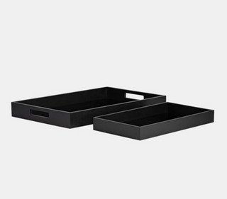 Wood Glass Black Tray