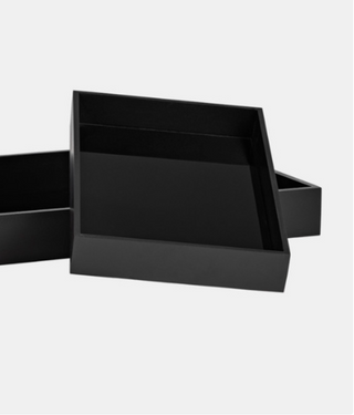 Wood Glass Black Tray