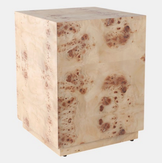 21x16" Burl Wood Block Accent Table, Tan