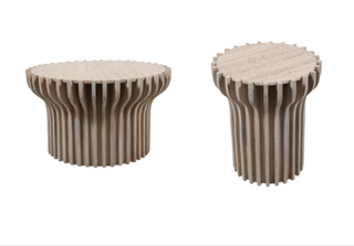 Greno Wood and Travertine Table
