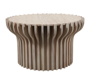 Greno Wood and Travertine Table