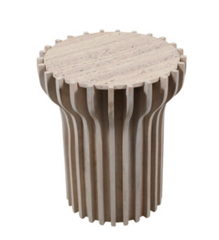 Greno Wood and Travertine Table