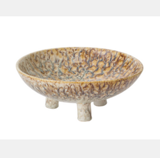 Footed Floral Patterned Ceramic Bowl