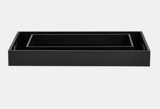 Wood Glass Black Tray