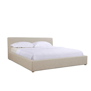 Beige Upholstered Queen Bed