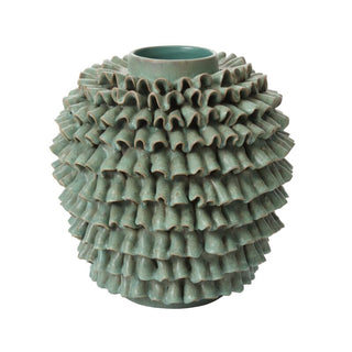 Green Ruffled Vase